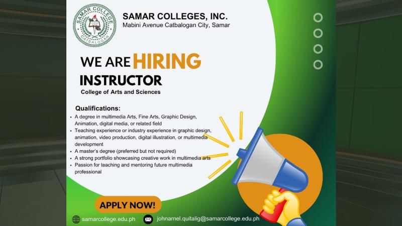 WE ARE HIRING!
College of Arts and Sciences
INSTRUCTOR