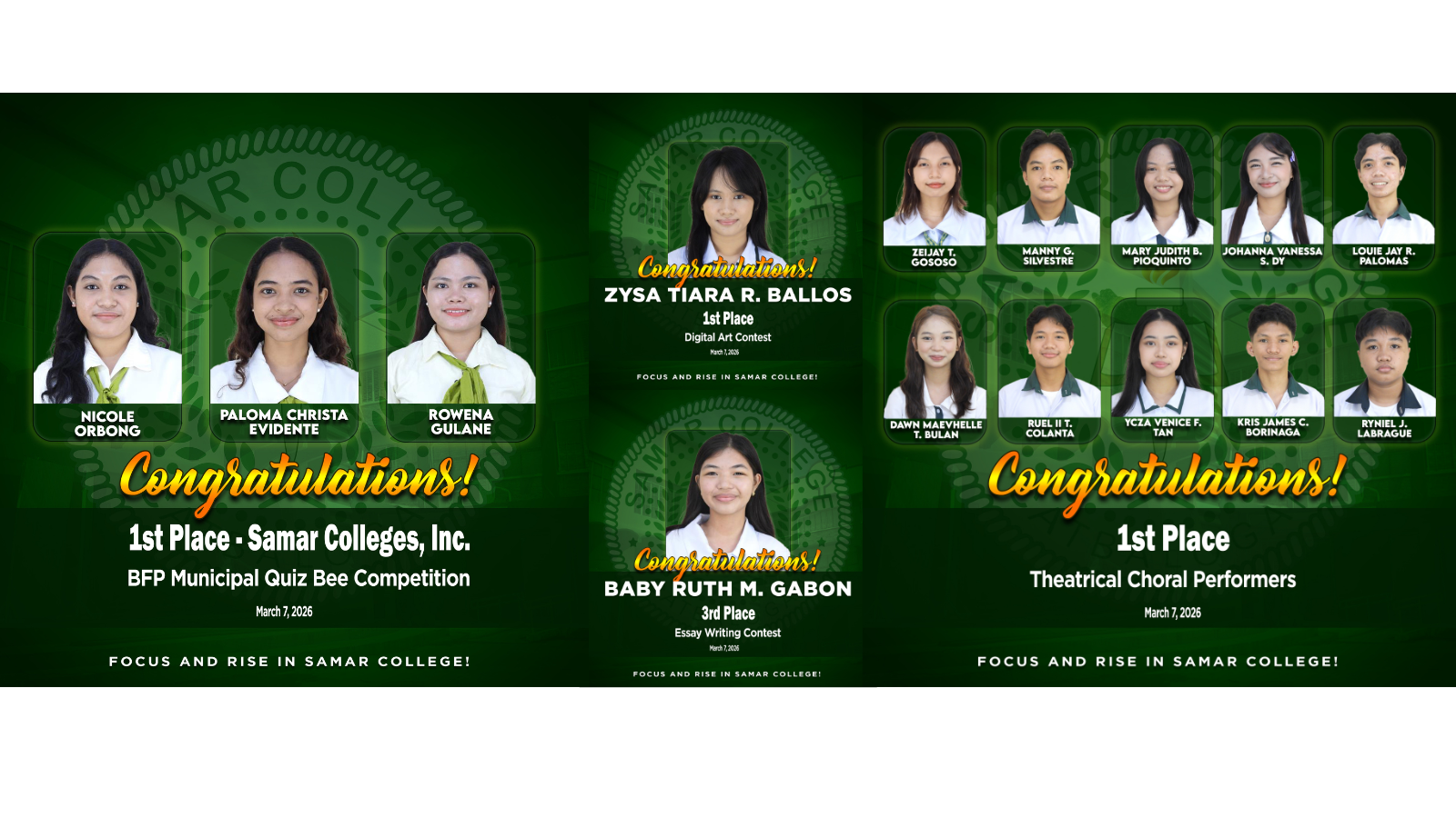 Samar Colleges, Inc. Wins Big in BFP Community Relations Week Competitions
