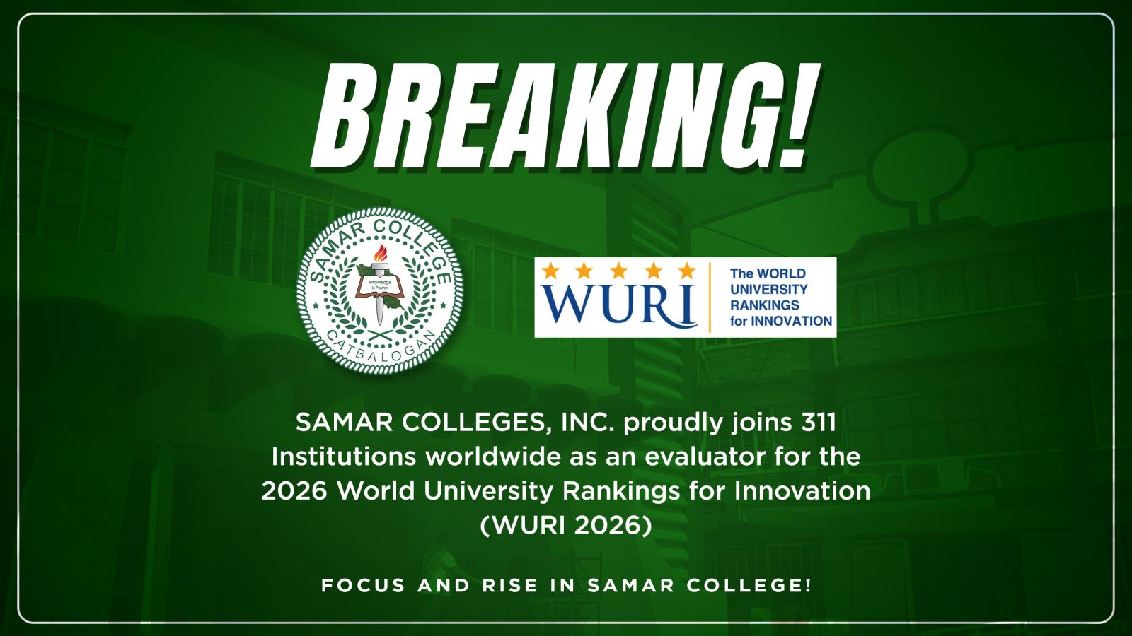 Samar Colleges Joins 311 Institutions Worldwide as WURI 2026 Evaluator